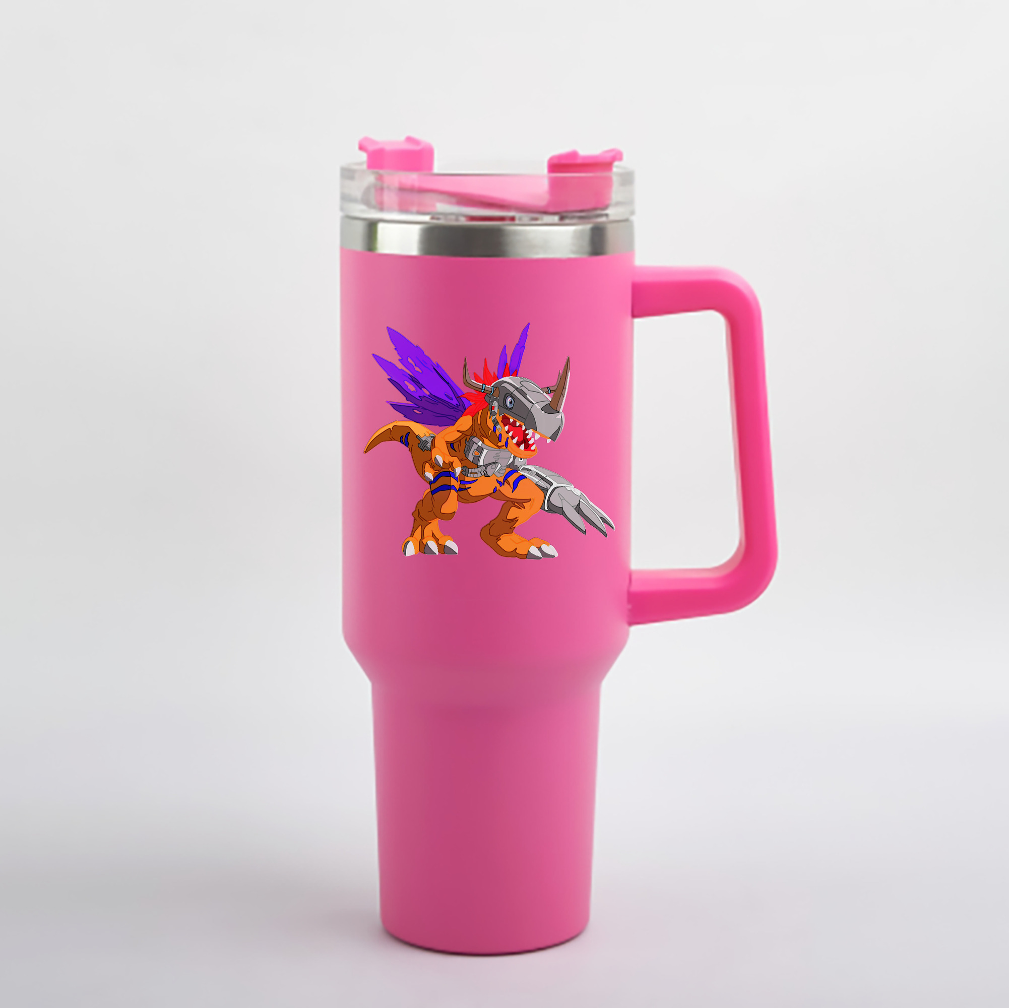 （画像用） Digimon デジタルモンスター/デジモン 1200mL車用タンブラー - クリスタルステッカー（プラスチックストロー付き）